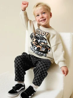 Voiture écrue - Ensemble Sweat-shirt et Joggings à Col rond (3mois7ans) (3mois7ans)