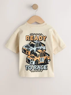 Voiture de course noir/gris - Lot de 3 t-shirts graphiques à manches courtes (3mois7ans)