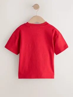 Voiture de police rouge - T-shirt appliqué Manches courtes (3mths-7yrs)