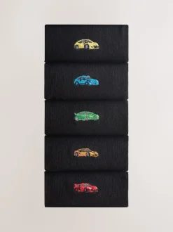 Voitures de sport noires - Paquet de chaussettes brodées amusantes 5