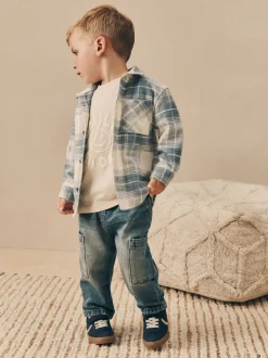 Vérification bleue - Ensemble chemise et t-shirt à manches longues (3mois-7ans)