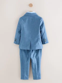 Vérification bleue - Ensemble blazer, chemise, pantalon et nœud papillon (3 mois à 9 ans)