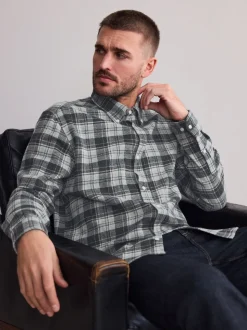 Vérification grise - Chemise à carreaux Signature à manches longues