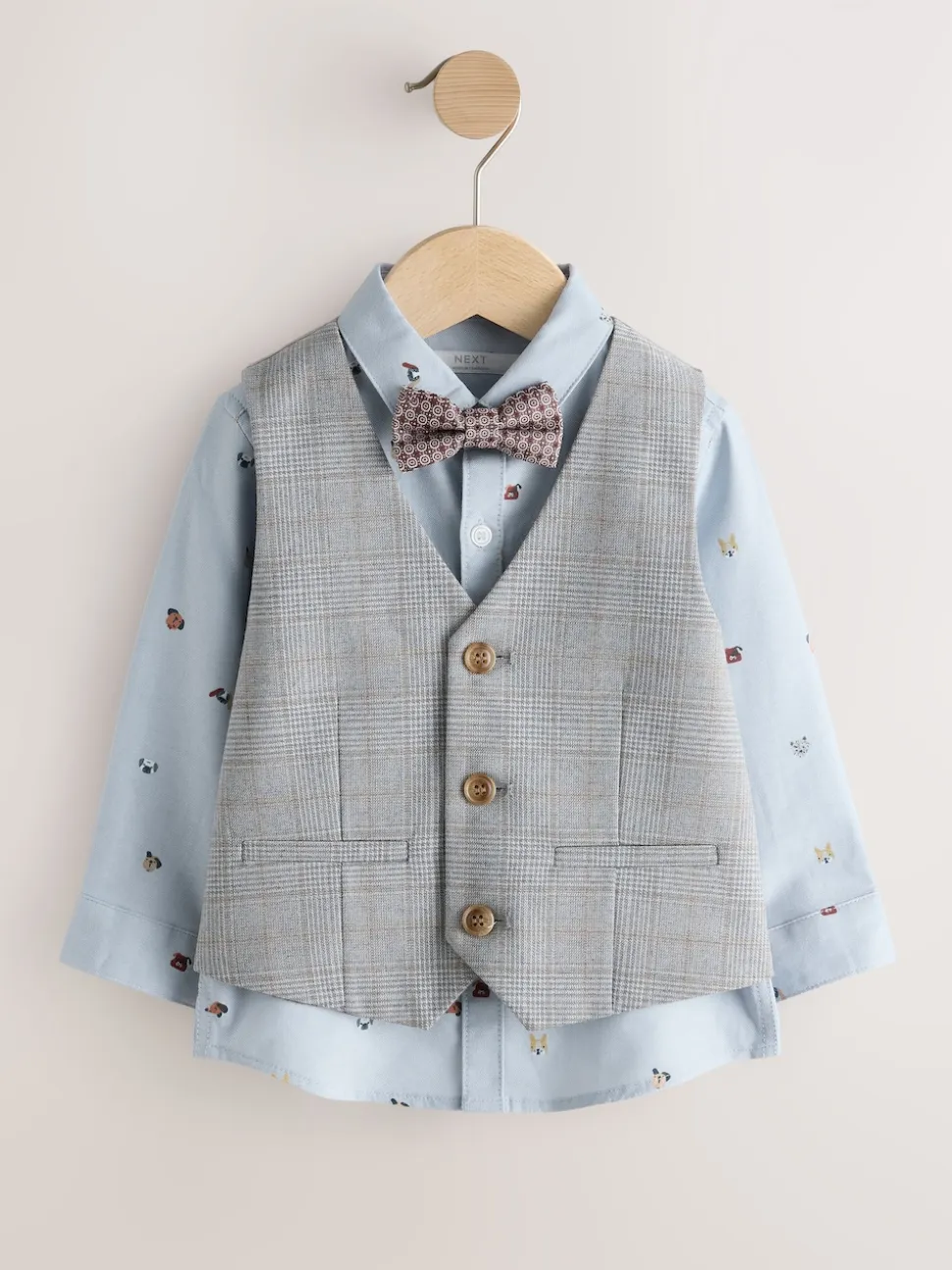 Vérification grise - Ensemble gilet, chemise, nœud et cravate (3mois-9ans)