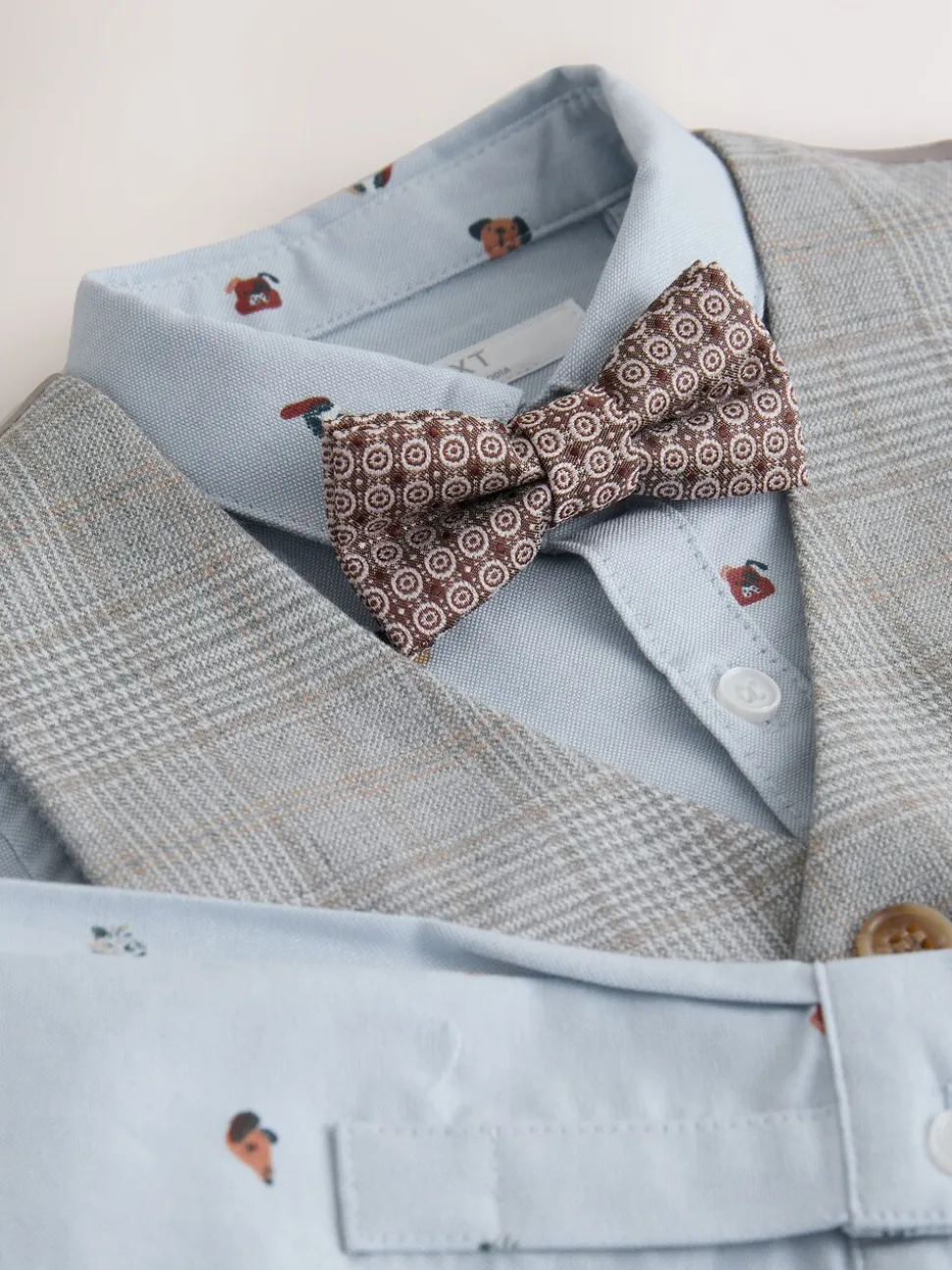 Vérification grise - Ensemble gilet, chemise, nœud et cravate (3mois-9ans)