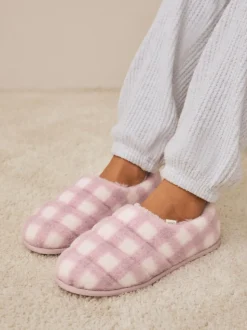 Vérification rose - Chaussons matelassés en fausse fourrure