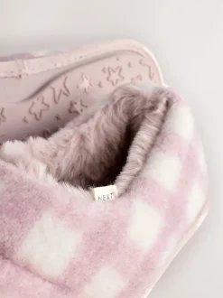 Vérification rose - Chaussons matelassés en fausse fourrure