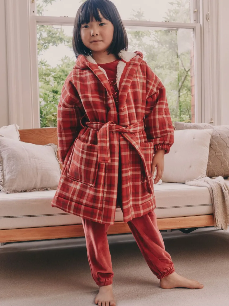 Vérification rouge - Robe de chambre doublée de peau de mouton (9mois16ans)