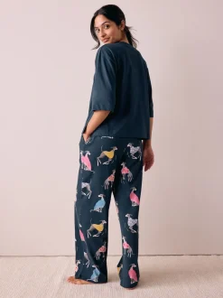Whippet bleu marine - Pyjama en jersey à manches courtes