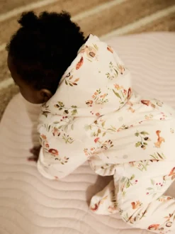 Woodland écru imprimé à capuche - Combinaison bébé en nylon (0mois à2ans)