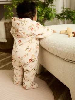 Woodland écru imprimé à capuche - Combinaison bébé en nylon (0mois à2ans)