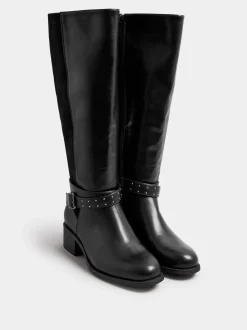 Yours Curve Extra Coupe large Block talons Metal Strap Bottes