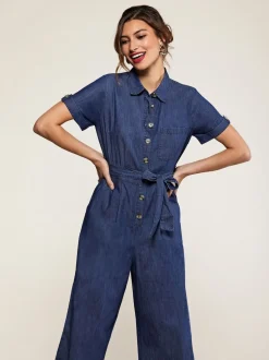 Yumi 100% Coton Denim Button Jumpsuit