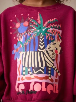 Zèbre rouge bordeaux - Sweat à col ras du cou (3mths-7yrs)